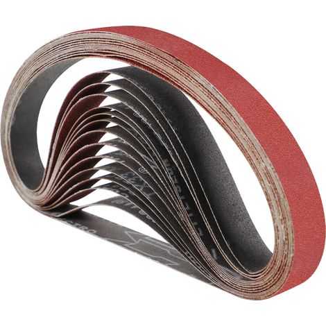Bande Abrasive 25 x 762 mm Bande de Ponceuse - Ensemble de Bandes Abrasives Mixte (3 X grains 60/80/120/180/240) pour Ponceuses à Bande (15 pièces) (1/5)