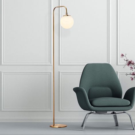 Stehlampe Bronzefarbene beige Glaskrempe