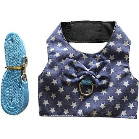Petit gilet pour lapin, veste extérieure mignonne avec nœud papillon, taille ajustable, promenade pour animaux, couleur bleue (S) (1/4)