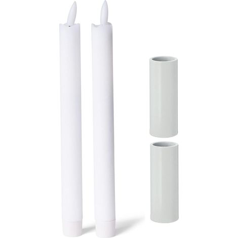 Lot de 2 bougeoirs magnétiques 2,8x5 cm blancs avec bougies LED