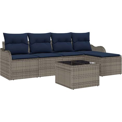Garden Sofa Set Grey Poly Rattan vidaXL (1/5)