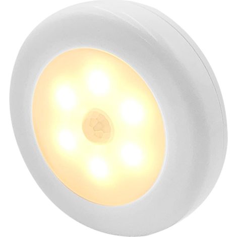 Nachtlicht mit Bewegungssensor, 6 LEDs, rund, Schrankleuchte, Notlicht, intelligentes Nachtlicht, rund