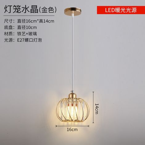 Lámpara de araña de tres luces fabricada en cristal dorado, iluminación minimalista escandinava para bar o dormitorio (bombillas no incluidas). (1/5)