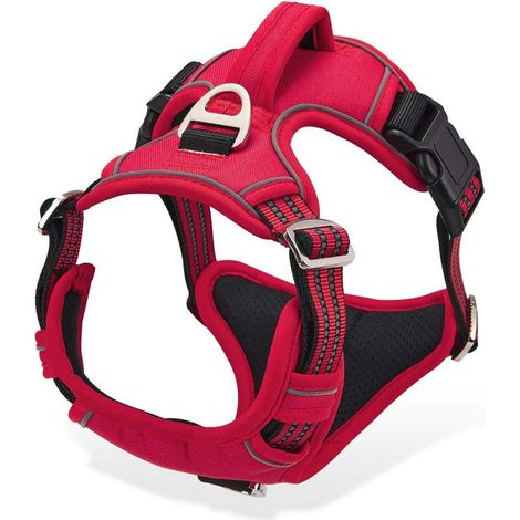 Harnais anti-traction pour chien, harnais réfléchissant réglable pour chiens de grande et moyenne taille, gilet pour chien avec poignée respirante, harnais de poitrine anti-traction pour le sport, rou (1/5)