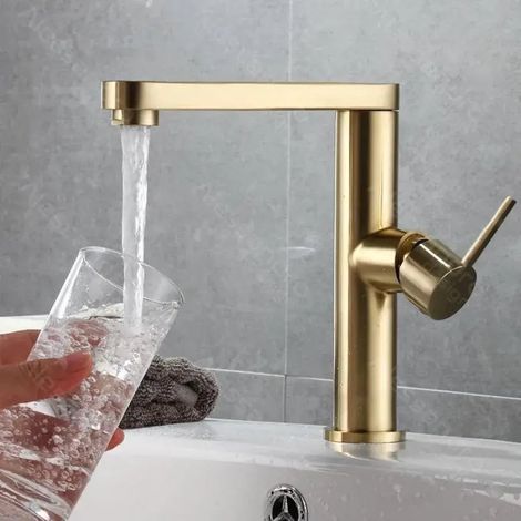 Robinet de Lavabo salle de bain 18X19X4 Laiton Sanitaire Dore