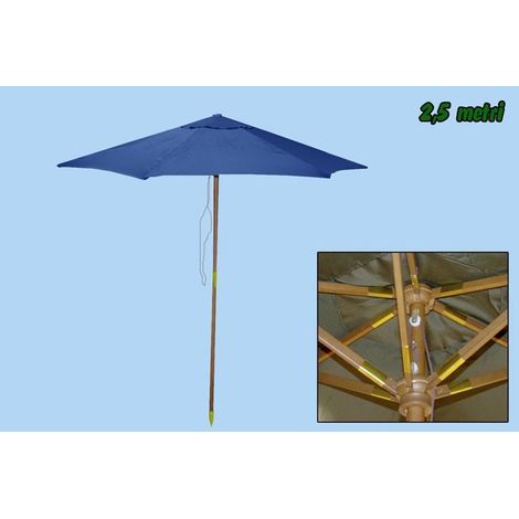 Ombrellone palo in legno 250 cm blu