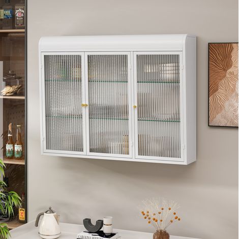mobile contenitore 3 ante vetro bianco parete sospeso OKMYHOME (1/5)