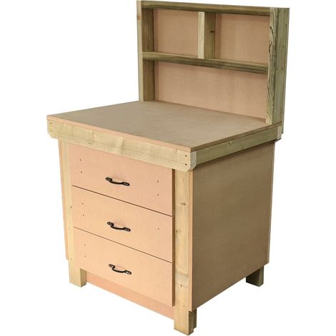Wooden MDF top workbench, tool cabinet with drawers (V.2) (H-90cm, D-70cm, L-90cm) with back