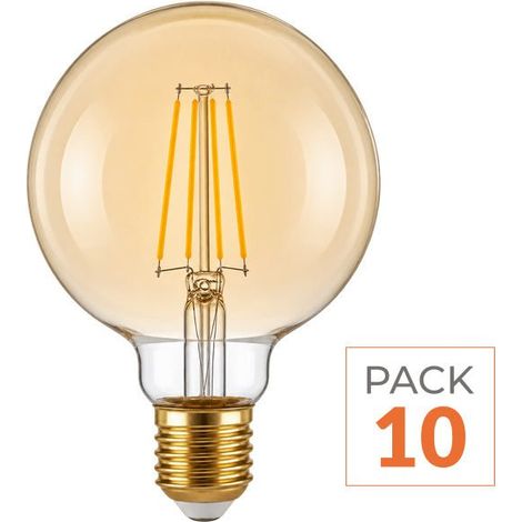 Ampoule LED Filament Connectée Wifi E27 4W Ambrée G95 CCT - 2700K/6500K - Pack de 10 - SILAMP (1/2)