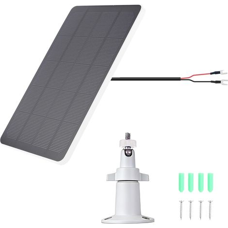Chargeur solaire compatible avec Ring Video Doorbell 3/Plus 4, Battery Pro, panneau résistant aux intempéries, câble de 9,8 pieds, réglable pour camping-car, terrasse, blanc (1/5)