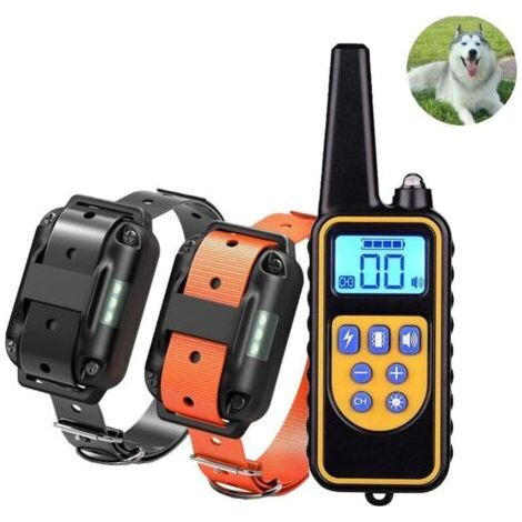 Collier de dressage pour chien à double fonction P67, étanche et rechargeable, portée efficace de 800 mètres, 99 niveaux de vibration, avec modes de choc électrique et sonore. (1/5)