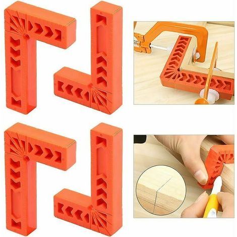 4 pièces Équerre de positionnement, pinces à angle droit, règle en L à angle droit, outil de menuisier (80 mm 90 degrés) (1/5)