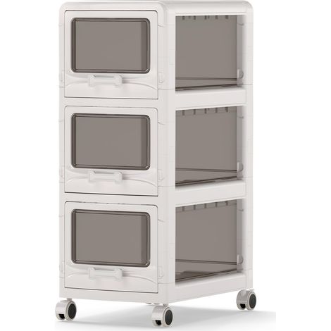 COSTWAY Cassettiera 3 4 5 Cassetti Carrello Scatola Portaoggetti Mobile Plastica Trasparente Ruote Maniglie Salvaspazio Compatta Slim Stretta Capienti Conteni (1/5)