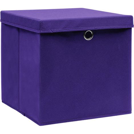 Maison Exclusive - Boîtes de rangement et couvercles 10pcs Violet 32x32x32cm Tissu