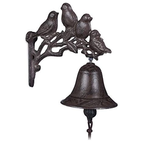 Clochette de Porte en Fonte, Motif Oiseau, Antique, Style Maison de Campagne Cloche Murale décoration, Brun (1/4)