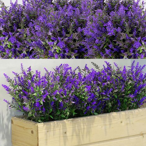 12 Buissons de Lavande Artificielle Résistants à UV, Violacé (1/5)