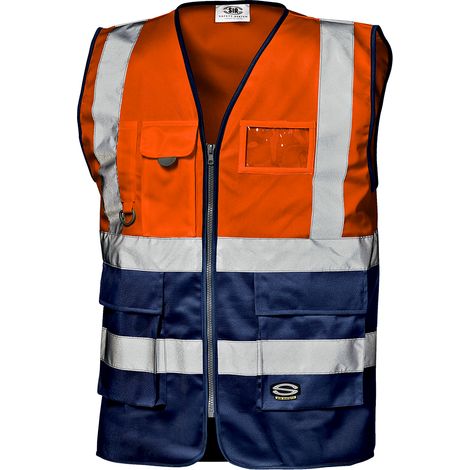 SIR SAFETY SYSTEM GRIFONE Gilet de travail haute visibilité orange et bleu Taille XL
