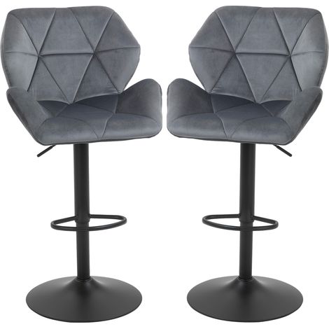 Barhocker 2er Set, Gepolstert Barstuhl mit Metallgestell, Lehne, Samtoptik, Höhenverstellbar 360° Drehbar (1/5)