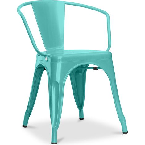Chaise de salle à manger avec accoudoirs - Design industriel - Acier - Nouvelle édition - Stylix Vert pastel