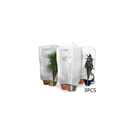 Housse d'hiver pour plantes 3 pièces avec cordon et fermeture éclair 80 g/m² Housse d'hiver en polypropylène Housse végétale réutilisable Durable 120 x 180 cm (Blanc) (1/5)