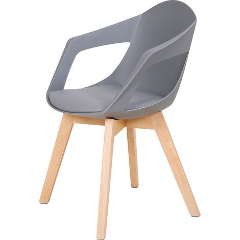Set di 2 sedie di design Chandra in polipropilene e faggio grigio (1/3)