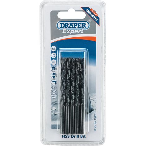 Draper Expert 5.5mm HSS Drills Card Of 10 (38807) (1/5)