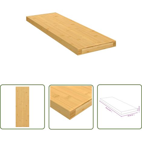 The Living Store Wandregal 60x20x2,5 cm Bambus - Bambus Regal - Wandregal - Dekoration - Wohnraum - Badezimmer (1/4)