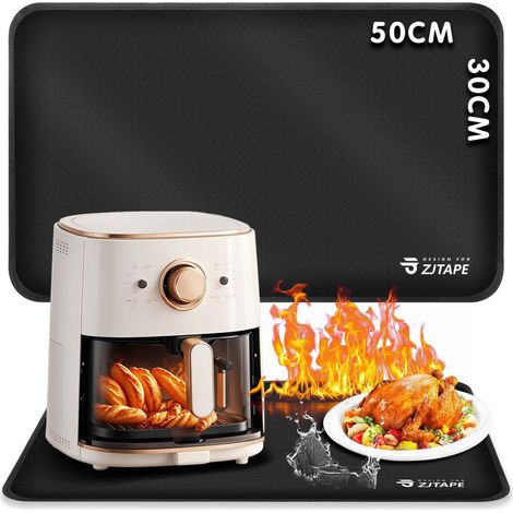 Tapis résistant à la chaleur pour friteuse à air, 50x30cm Tapis de protection thermique, Protection du plan de travail, Tapis en silicone pour Micro-ondes, Plaque isolation four, Machine à café (1/5)