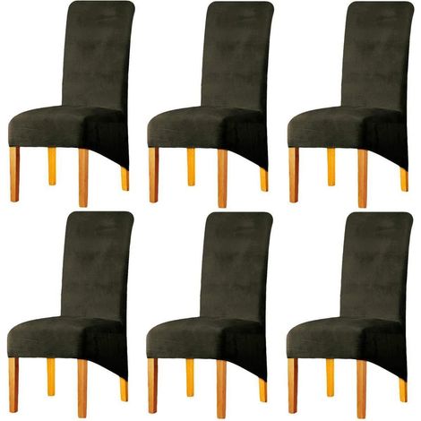 Samt Stuhlhussen 6er Set, abnehmbar & waschbar, Stretch für Esszimmerstühle (1/5)