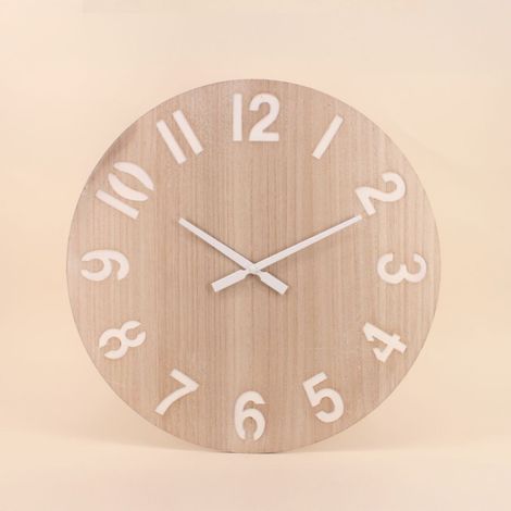 Horloge en bois blanchi 60cm (1/5)