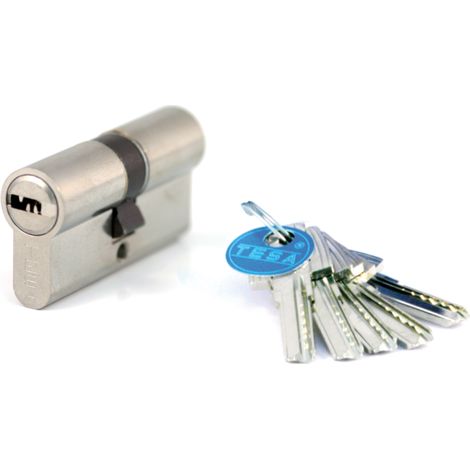 Cilindro de seguridad TESA T60 - Niquelado - 30 x 30 - MV 3 - 3 llaves - T65D3030NKA