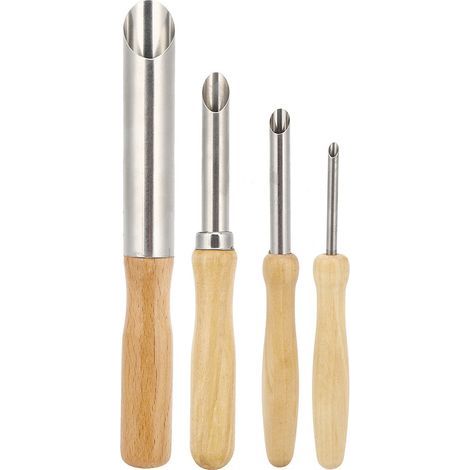 4-piece round wooden handle pottery cutter clay carving drilling tool (1/5)