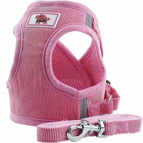 Gilet Harnais Doux d'entraînement Mesh Tissu Dog Vest Harnais pour Chiot, Chats, Petits Animaux PS042 (M, Pink) (1/5)