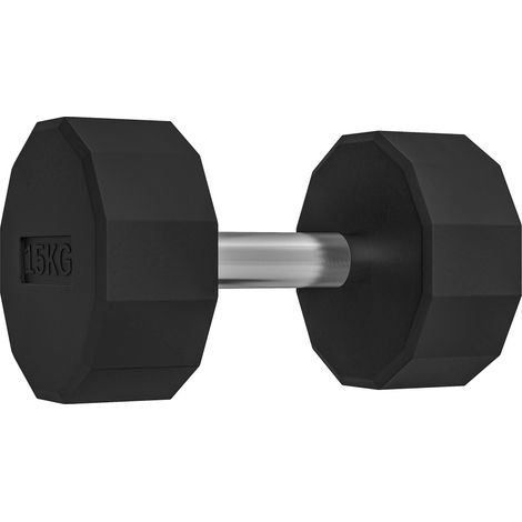 Haltère poignée antidérapante, fitness, sport à domicile, 15kg, noir, parfait pour l'entraînement de musculation à domicile ou en salle de sport, adapté aux débutants comme aux athlètes expérimentés (1/5)