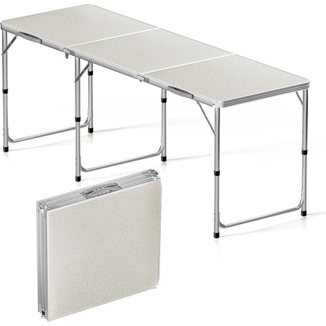 Toboli Campingtisch klappbar 180x60x70cm höhenverstellbar 54/61/70cm Klapptisch Aluminiumrahmen und Tischplatte aus MDF tragbarer Multifunktionstisch Buffettisch Camping Tisch Garten faltbar