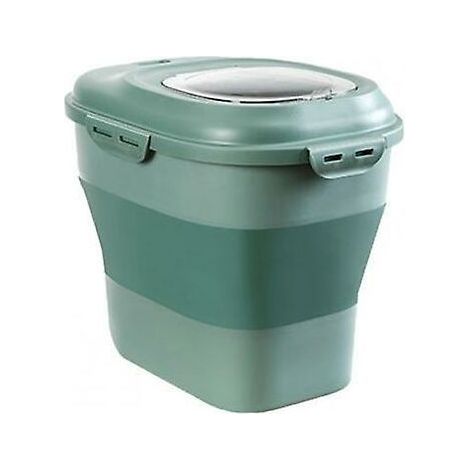 Pink-25Kg Collapsible Rice Container Double House Flour Insect Kitchen Rice Bucket Bottles, Jars and Boxes