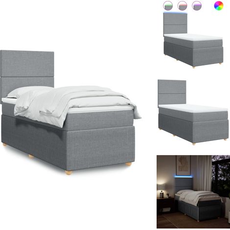 Sommier à lattes de lit avec matelas Gris clair 100x200cm Tissu - Sommier À Lattes De Lit - Sommiers À Lattes De Lit - Lit - Meuble De Chambre À Coucher (1/5)