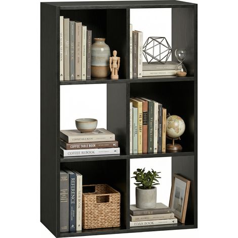 HOMCOM Industrial Storage Shelf, Bookcase, Bookshelf, Black Wood Effect