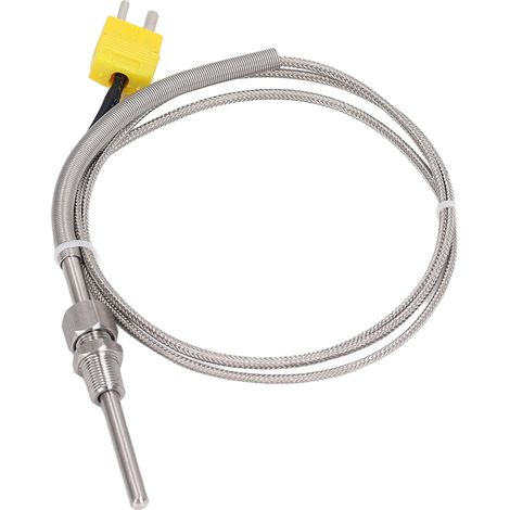 Sonde thermocouple type K, capteur de température à filetage NPT 1/8in, longueur 80mm, câble 1m, fiche mâle jaune, jauge de mesure thermique. (1/5)