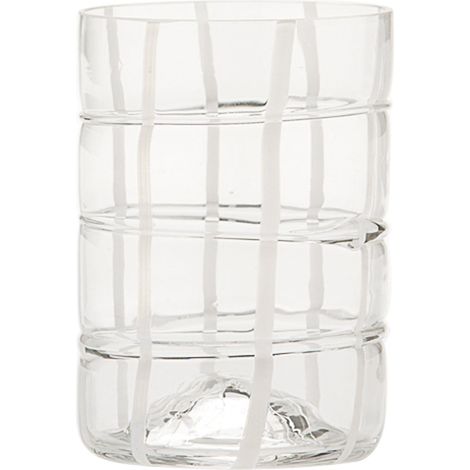 Zafferano Twiddle - Set 6 Bicchieri Trasparenti in Vetro Soffiato, 35 cl - Tumbler Artigianali con Decoro Bianco, Lavabili in Lavastoviglie (1/3)