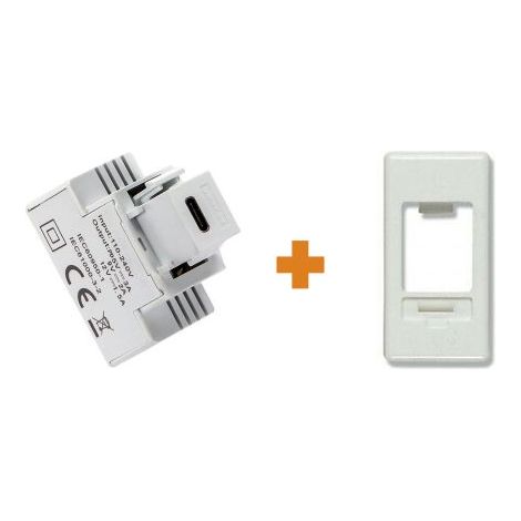Fanton caricatore 1 USB-C 3A Ricarica rapida 18W da incasso Gewiss System bianca - 82901