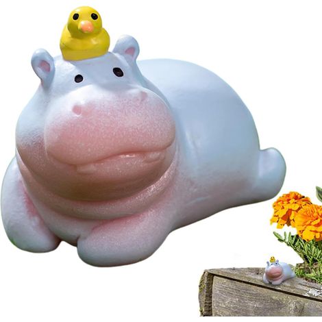 Statue d'hippopotame – Décoration de Bureau – Figurine d'animal en résine de dessin animé pour décoration de table, maison, petite statue d'hippopotame, décoration de voiture (1/5)