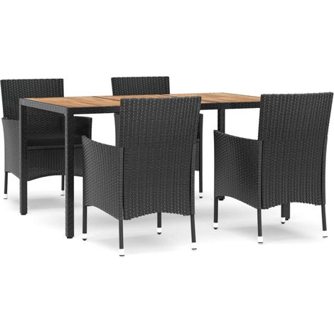 Maison Exclusive - 5-tlg. Garten-Essgruppe mit Kissen Schwarz Pol