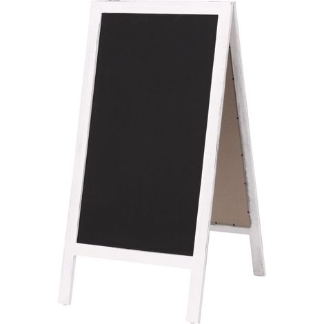 [JAMAIS UTILISÉ] Panneau publicitaire XL HHG-989, 2 surfaces, pliable, 100x50cm, blanc shabby (1/5)