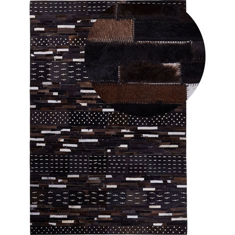 Teppich AKSEKI Dunkelbraun 160 x 230 cm Echtleder