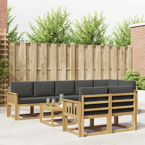 vidaXL Outdoor-Sofagarnitur 9 Stk. Weiß und Anthrazit Polyester (1/5)