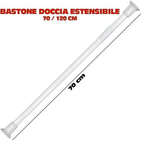 TRADE SHOP - Bastone Asta Telescopica Per Doccia Tenda Armadio Estensibile Da 70 A 120 Cm - (1/2)