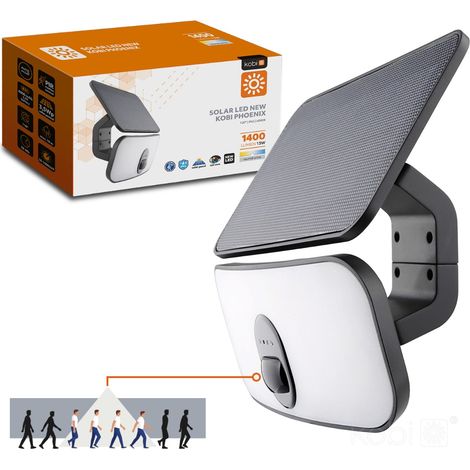 Faro solare LED 13W 1400lm 4000K sensore IP65 Kobi (1/5)