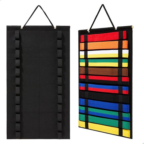 Martial Belt Storage, Feltre Medal Holder for 12 Belts, Karate Judo Taekwondo Belt Tool Holder with Medal Presentation, Wall Organiser (1/5)
