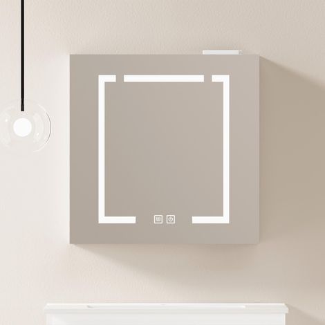 Armoire de toilette élégante avec miroir LED de 60 cm, meuble mobile – Armoire de toilette avec miroir et espace de rangement pour salle de bain, salon et chambre (1/5)